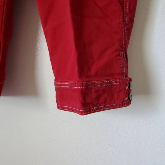 Lee Womens 16 Capri Jeans Red Stretch Button Hem High Rise Zipper 5-Pocket - Picture 5 of 15